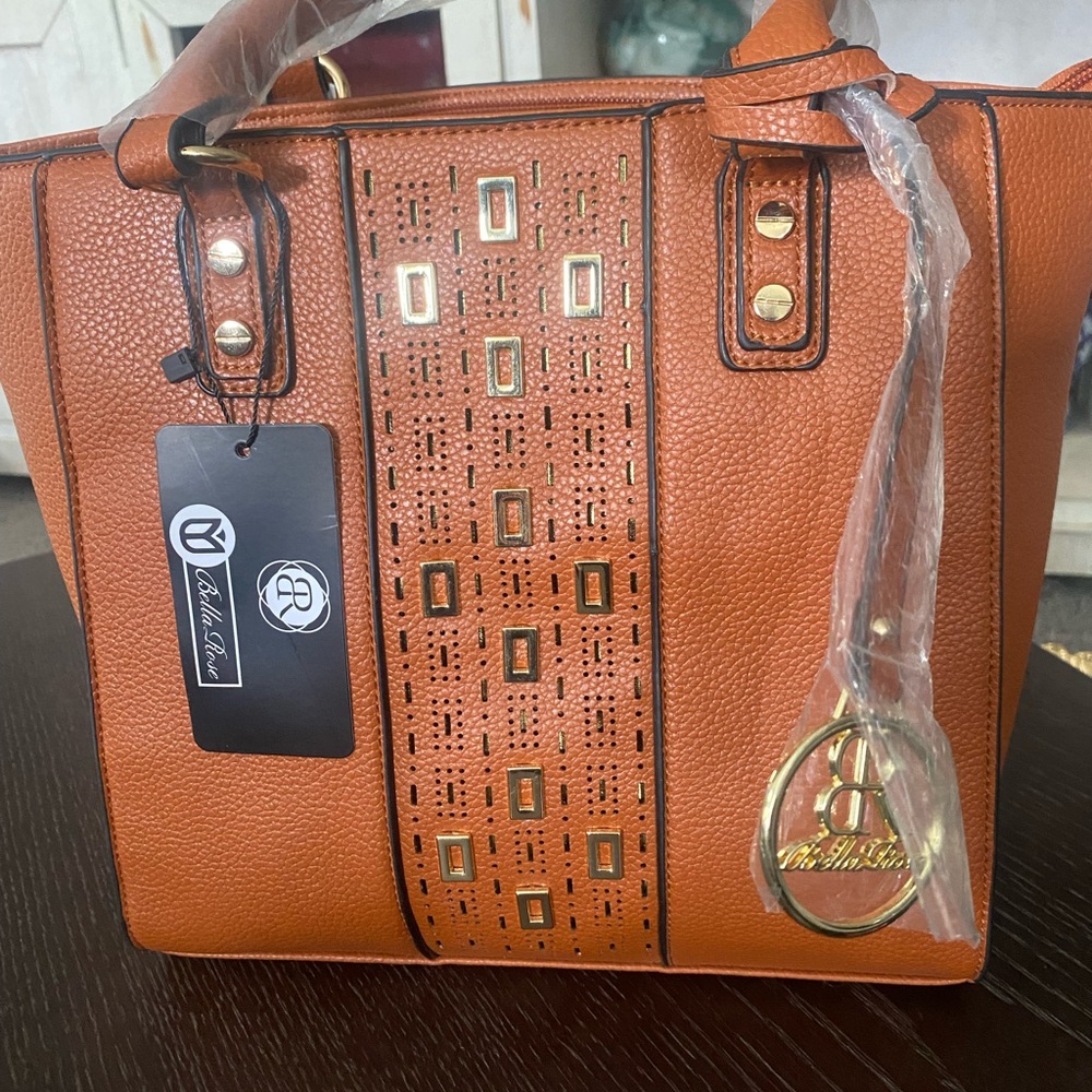 Bella Rose Brown 3 piece Tote Bag